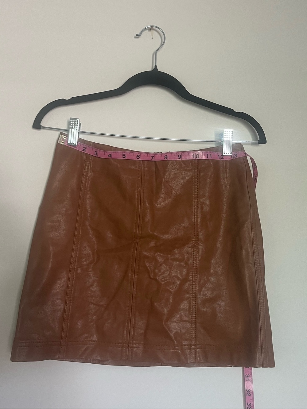 Havana Classic Brown Faux Leather Mini Skirt size Small